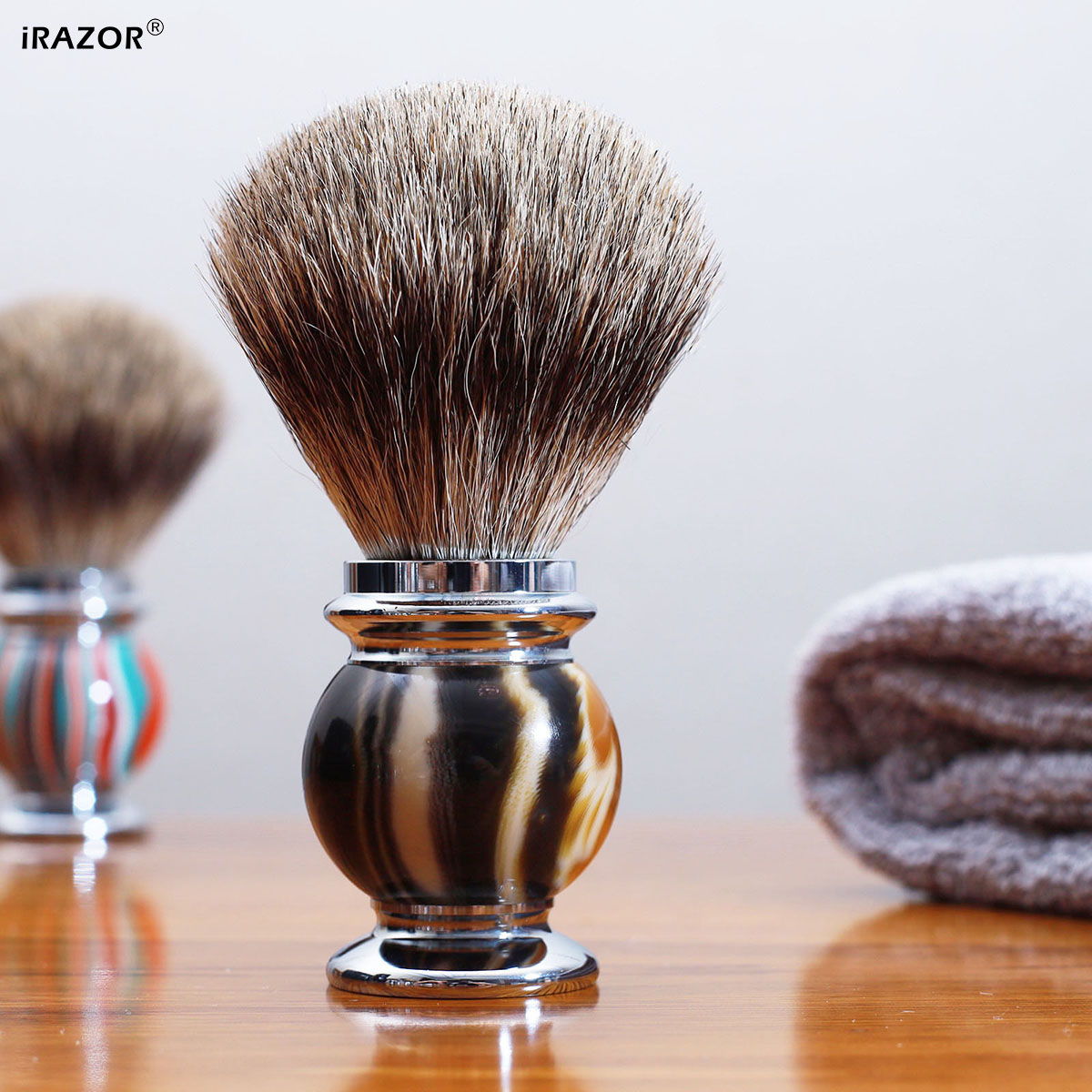 Mens Grooming Barber - Pinceau à raser iRAZOR Silvertip pour