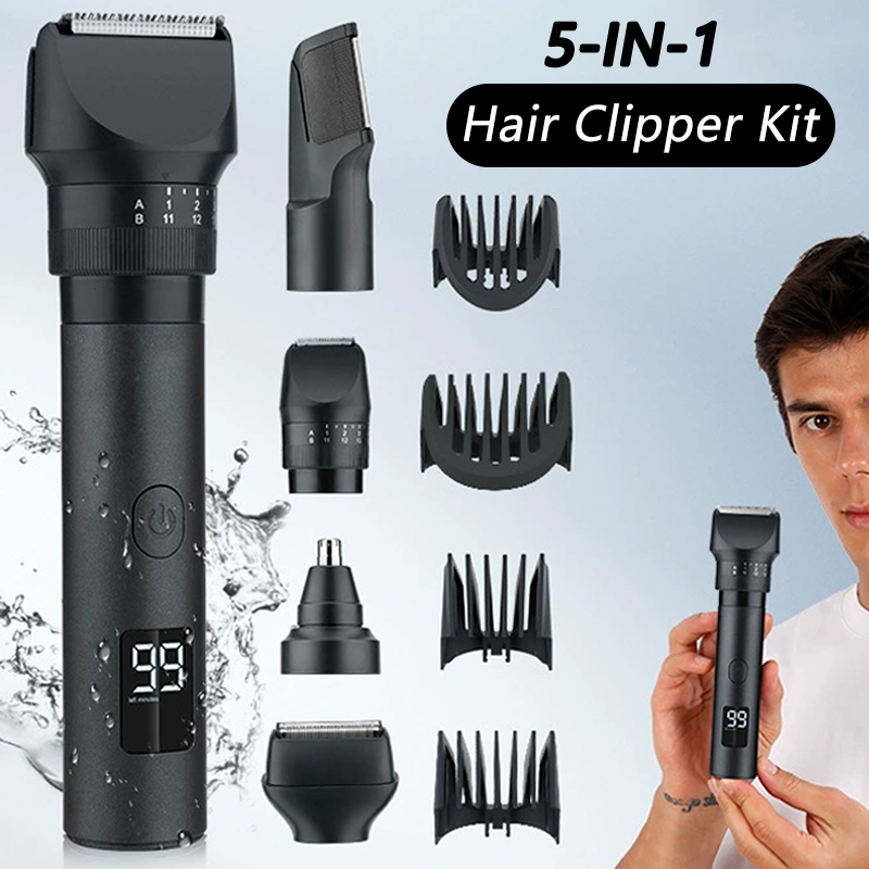 Mens Grooming Barber - Tondeuse à cheveux sans fil 5-en-1