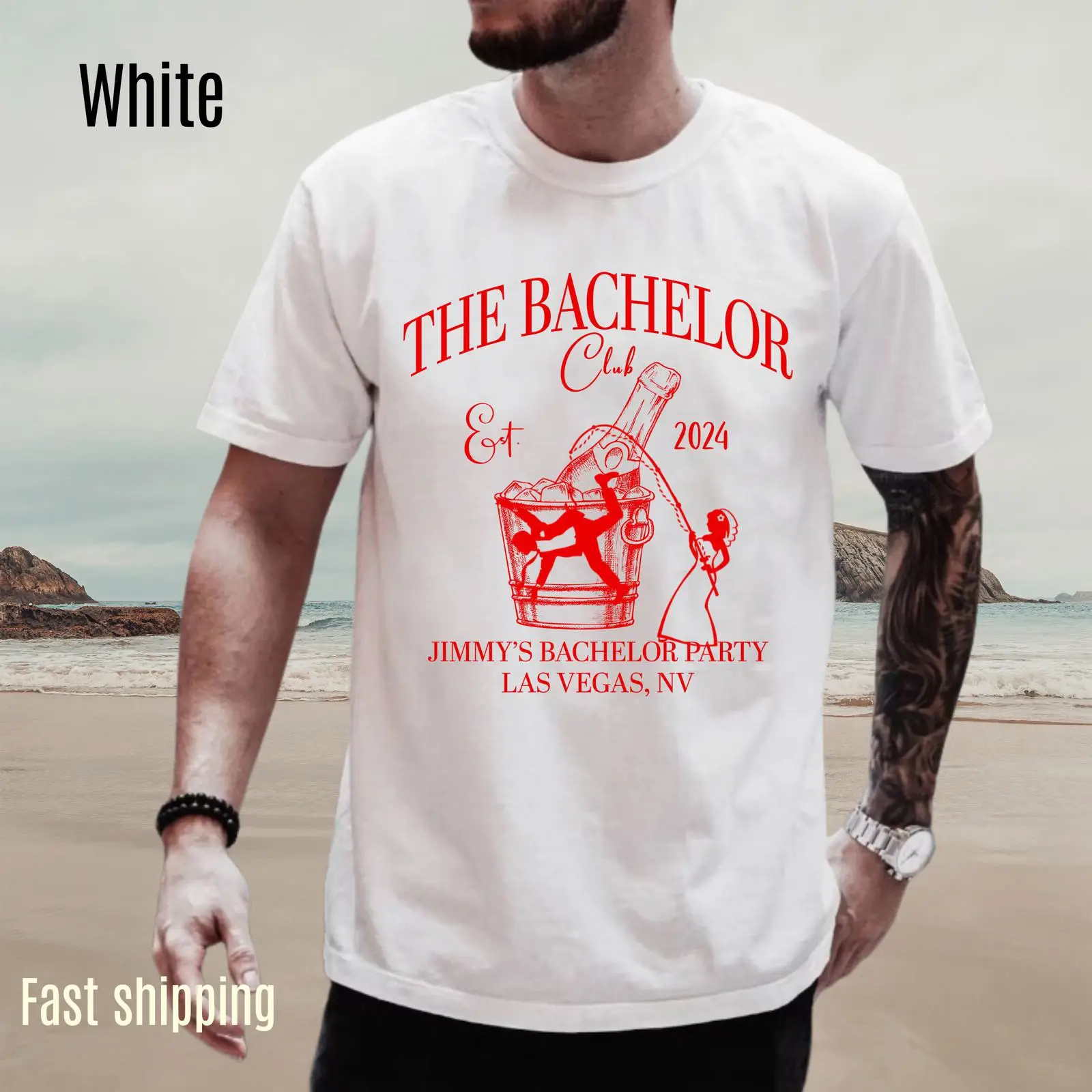 Men'S Grooming Vegas - T-shirt personnalisé The Bachelor Club 2024,
