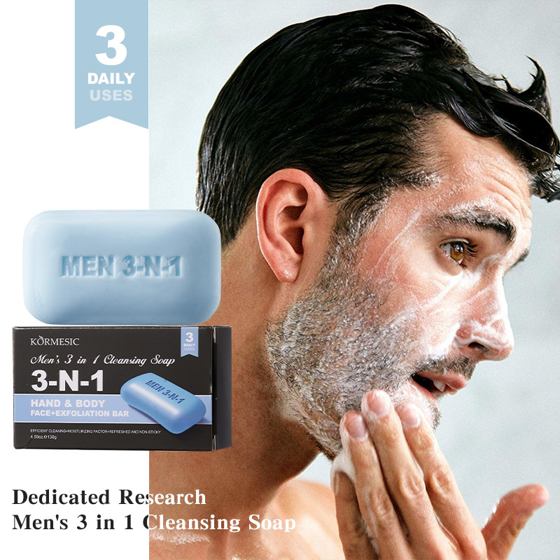 Exfoliating Scrub Mens - Savon nettoyant 3-en-1 pour hommes :